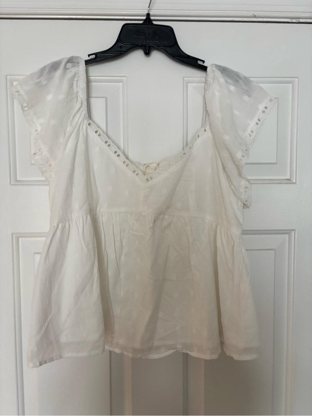 Altar'd State White Flutter Sleeve Peplum Blouse